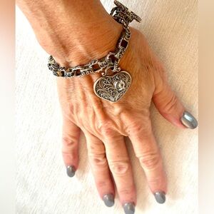 Rare Retired Brighton Bali Power of Pink Sterling Silver Bracelet